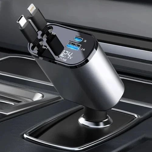 Car Charger 4 In 1 Retractable Car Charger Fast Charger All In One Charger Multi Port Charger
